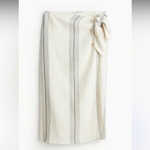 NEW H&M Cotton Wrapover Sarong | Cream & Black Striped | M/L‎